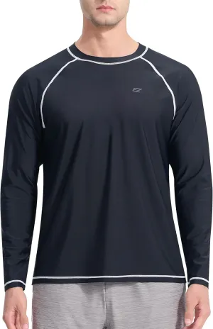 Men's Long Sleeve Rash Guard Quick Dry Swim Shirts UPF 50  UV Sun Protection Tee Surfing Tops