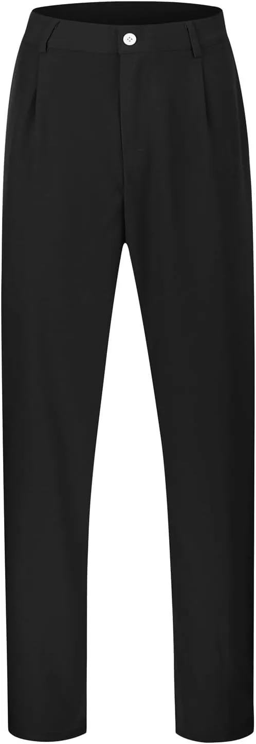 Mens Loose Fit Suit Dress Pants Casual Business Straight Leg Formal Pants Wrinkle Free Flat Front Work Trousers