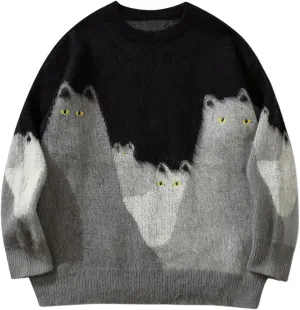 Mens Oversized Sweater Unisex Long Sleeve Cable Knit Sweaters Aesthetic Streetwear Casual Sweater Jumper Tops