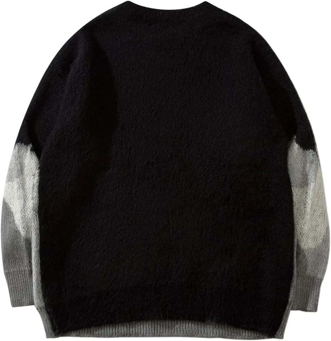 Mens Oversized Sweater Unisex Long Sleeve Cable Knit Sweaters Aesthetic Streetwear Casual Sweater Jumper Tops