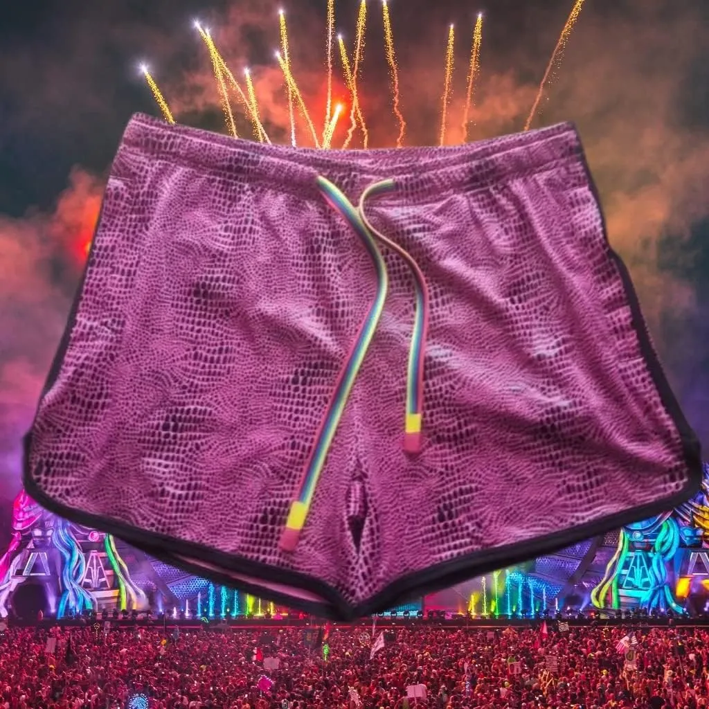 Mens Running Booty Shorts, Zippered Pockets, Rave & Party Short LGBTQ, Gay Rainbow Panda VPL 3 in Inseam Shorts