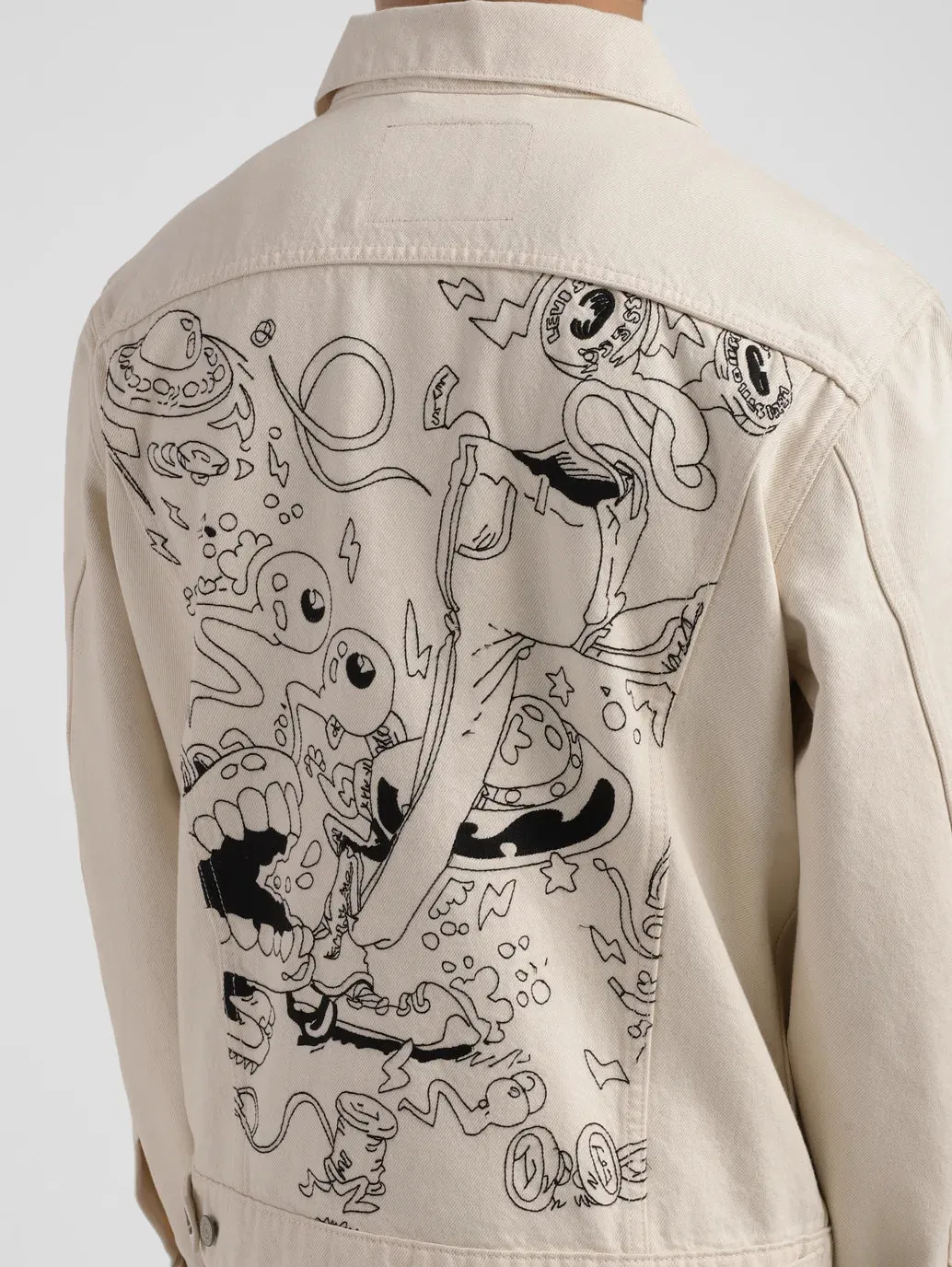 Men's Solid Off White Spread Collar Jacket
