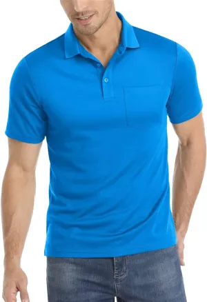 Mens Summer Quick Dry T-Shirts Sport Hiking Tee Shirts Casual Polos Shirt Work Tops with Pocket