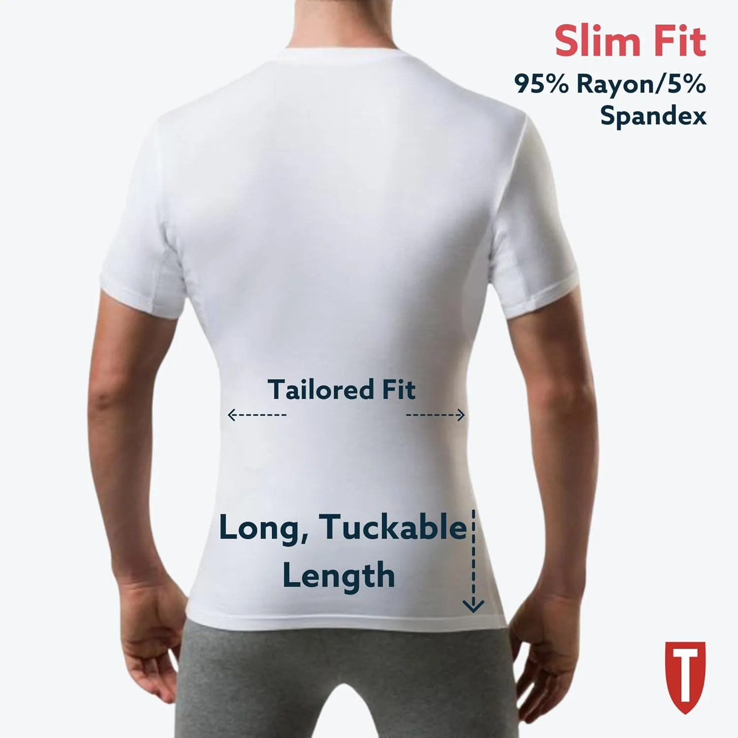 Men's Sweatproof Undershirt | Slim Fit Crew Neck T-Shirt with Underarm Sweat Pads | Aluminum-Free Alternative