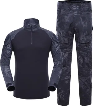Men's Tactical Combat Shirt and Cargo Pants Set Long Sleeve Outdoor Hunting Military Uniform 1/4 Zip 2 Piece Outfits