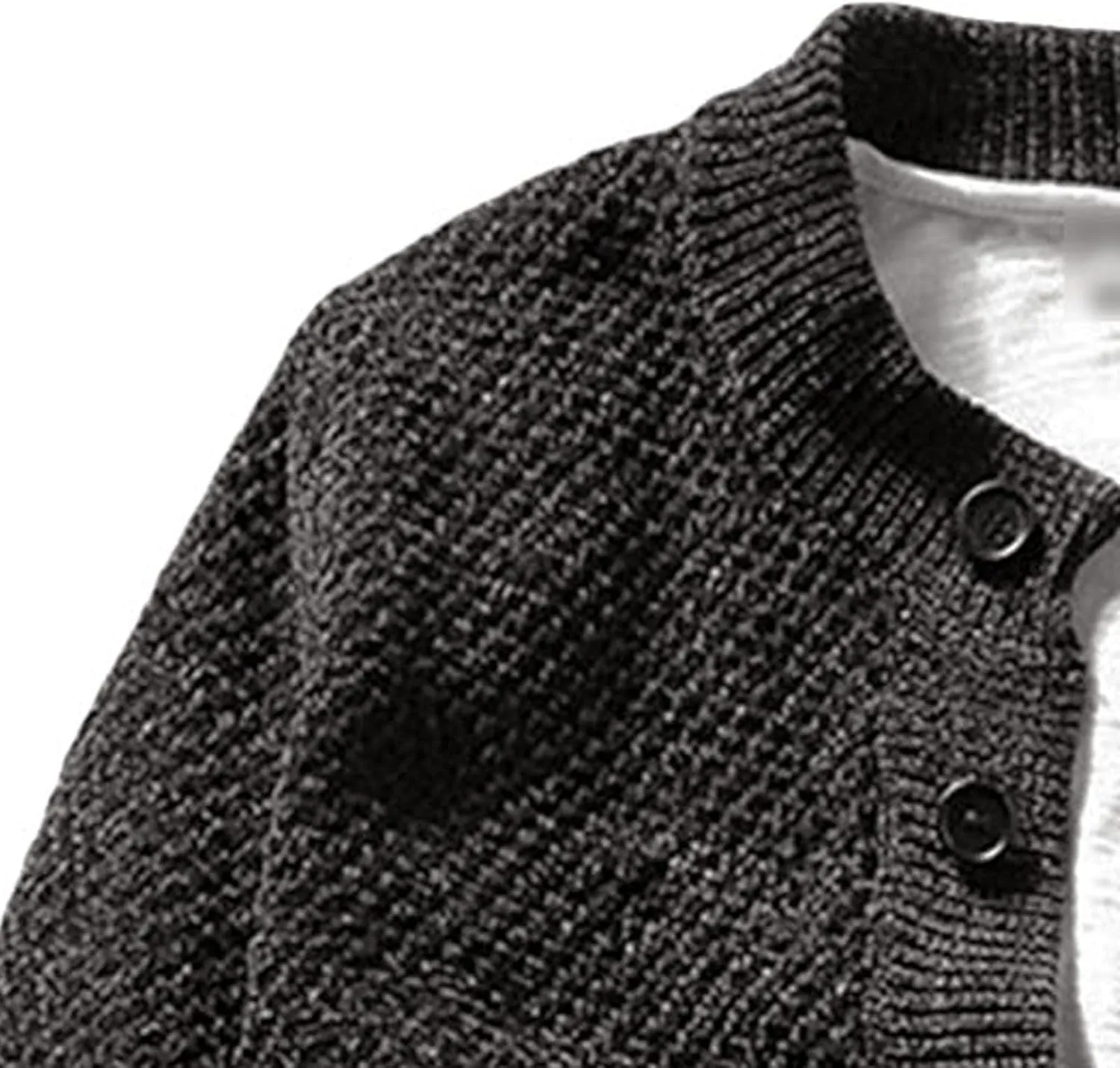 Men's Vintage Crew Neck Cardigan Sweater Long Sleeve Button Down Knitwear with Pocket Comfort Chunky Sweater Coat