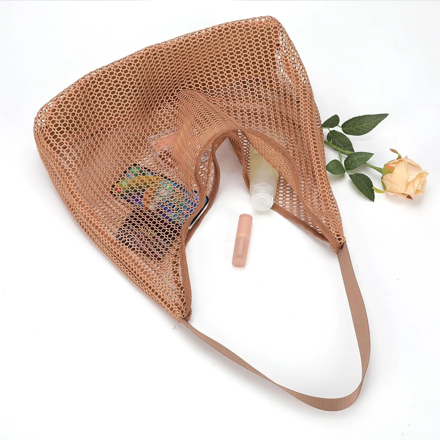 Mesh Beach Bag, Summer Beach Tote Bags for Women, Soft Casual Crochet Bags for Vacation Shopping Swimming Pools Travel
