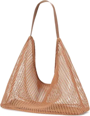 Mesh Beach Bag, Summer Beach Tote Bags for Women, Soft Casual Crochet Bags for Vacation Shopping Swimming Pools Travel