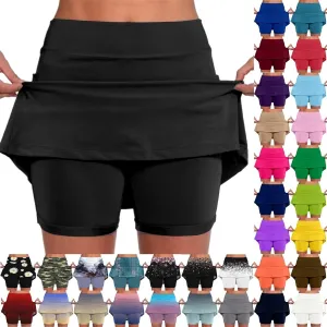 Mini Pleated Skirts for Women y2k Tennis Dresses for Women Pleated Front Black Mini Skirt with Shorts high Waisted