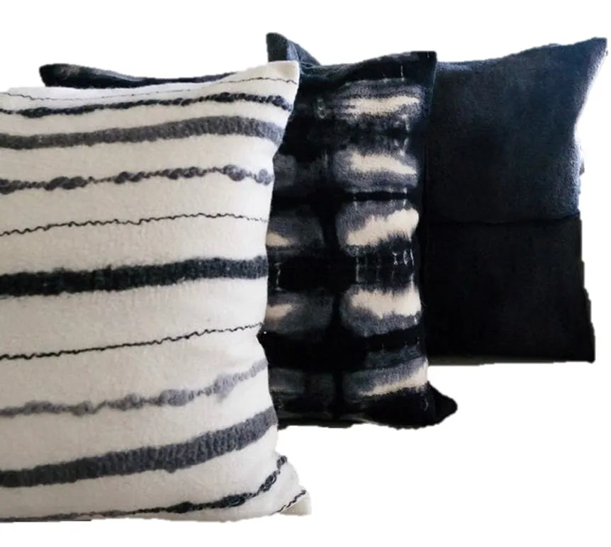 Modern Boho Wool Throw Pillow Cushion Covers - Chunky Stripped