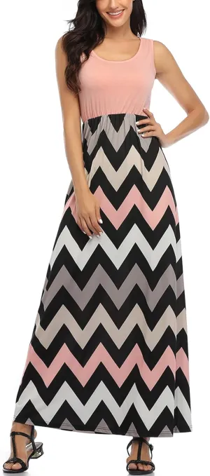 Mommy Jennie Women's Summer Dresses Loose Floral Print Sleeveless Maxi Dress