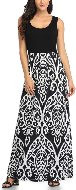 Mommy Jennie Women's Summer Dresses Loose Floral Print Sleeveless Maxi Dress