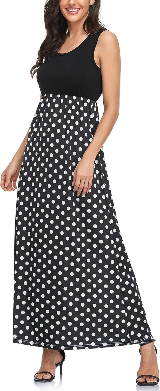 Mommy Jennie Women's Summer Dresses Loose Floral Print Sleeveless Maxi Dress