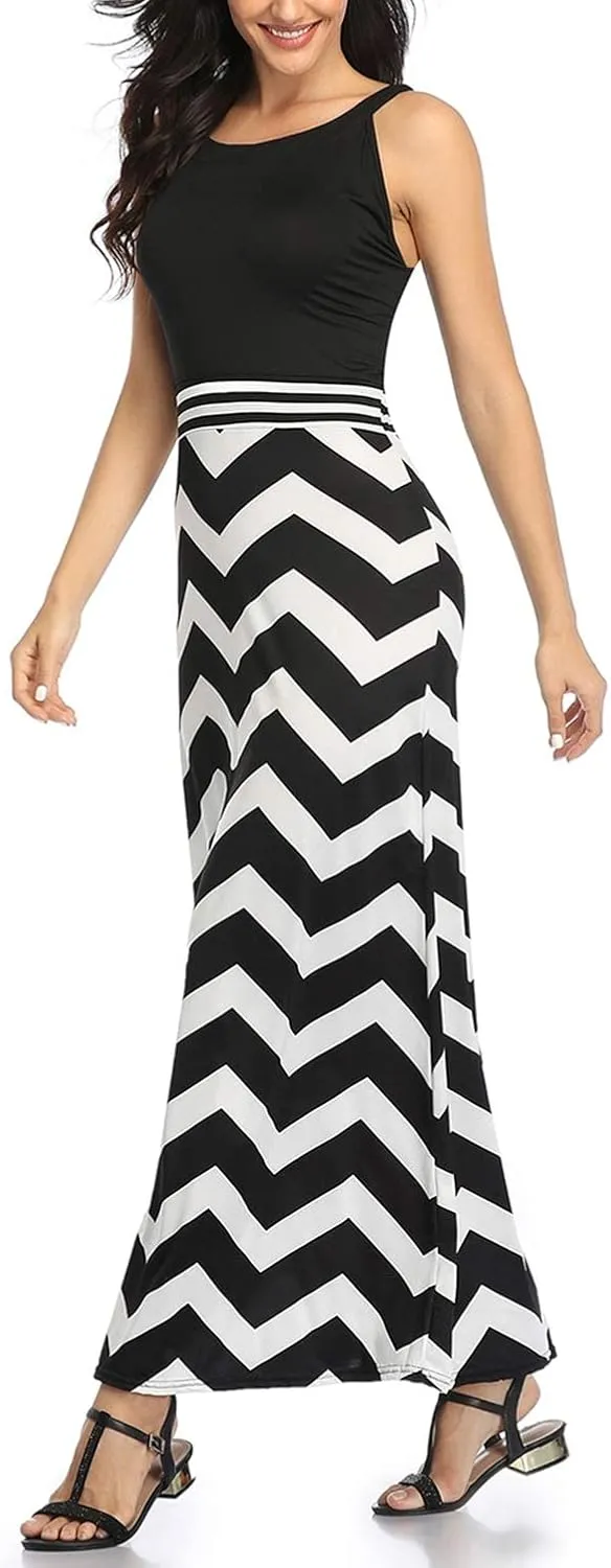 Mommy Jennie Women's Summer Dresses Loose Floral Print Sleeveless Maxi Dress