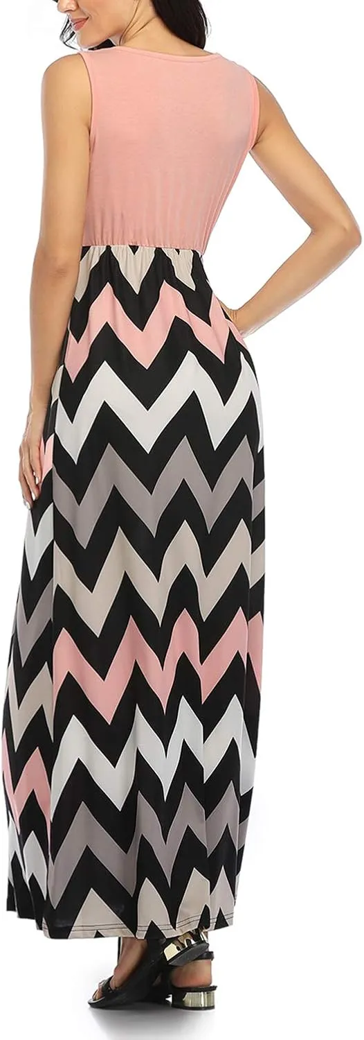 Mommy Jennie Women's Summer Dresses Loose Floral Print Sleeveless Maxi Dress