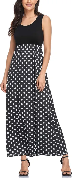 Mommy Jennie Women's Summer Dresses Loose Floral Print Sleeveless Maxi Dress