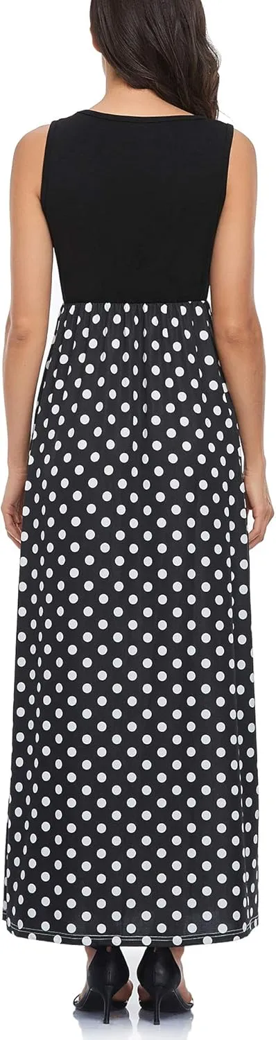 Mommy Jennie Women's Summer Dresses Loose Floral Print Sleeveless Maxi Dress