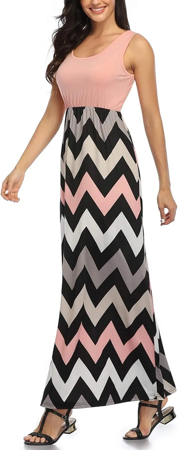 Mommy Jennie Women's Summer Dresses Loose Floral Print Sleeveless Maxi Dress