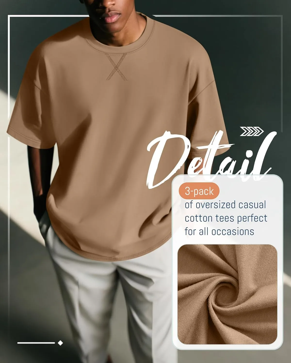 Neer 3 Pack Men's Oversized Cotton T Shirts Lightweight Crew Neck Tees Short Sleeve Loose Fit Tops Soft Casual Basic Blouse
