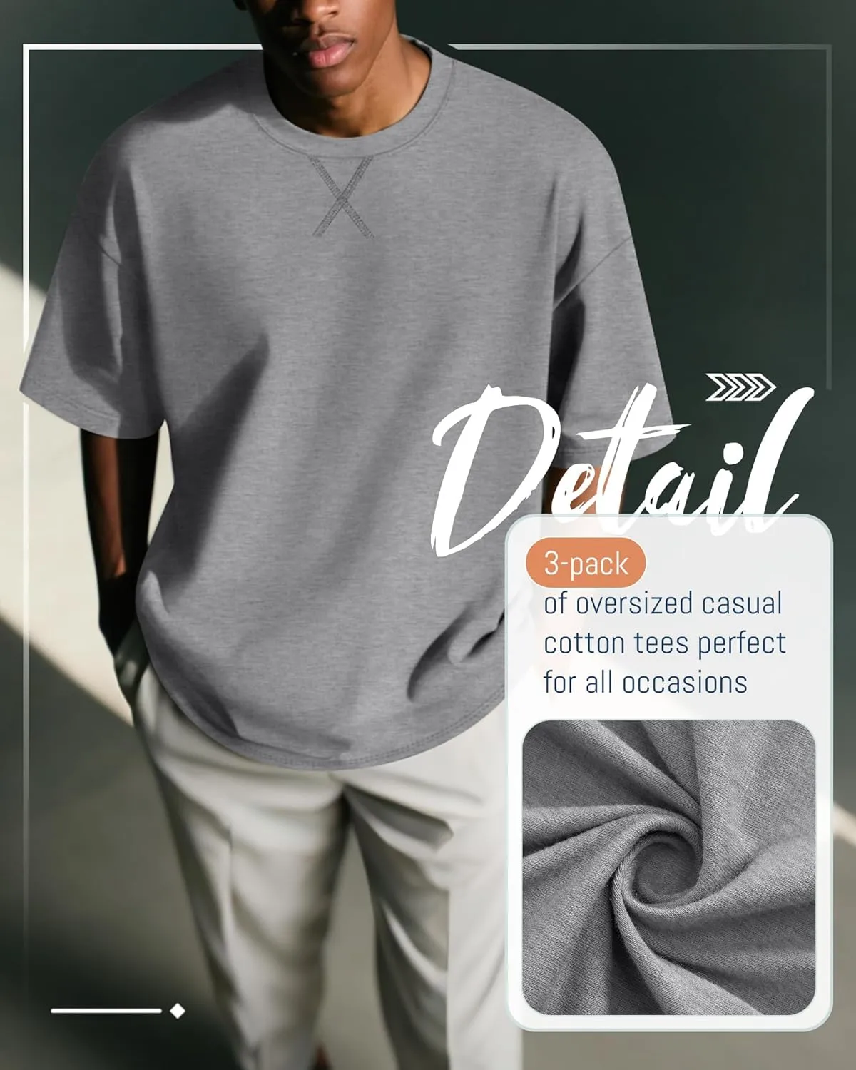 Neer 3 Pack Men's Oversized Cotton T Shirts Lightweight Crew Neck Tees Short Sleeve Loose Fit Tops Soft Casual Basic Blouse