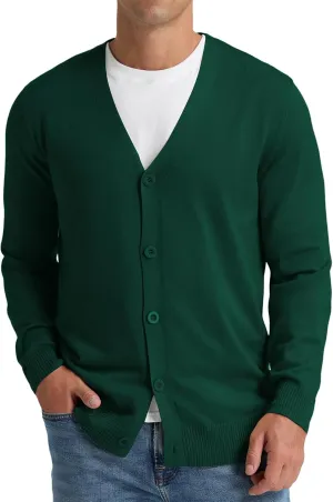 NITAGUT Mens Cardigan Sweater Vintage Striped V-Neck Long Sleeve Button Down Knitted Sweaters