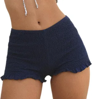 NUFIWI Women Gingham Boy Shorts Smocked Plaid Bloomers Cute Frill Ruffle Sexy Micro Shorts Bottoms Y2k Pettipants