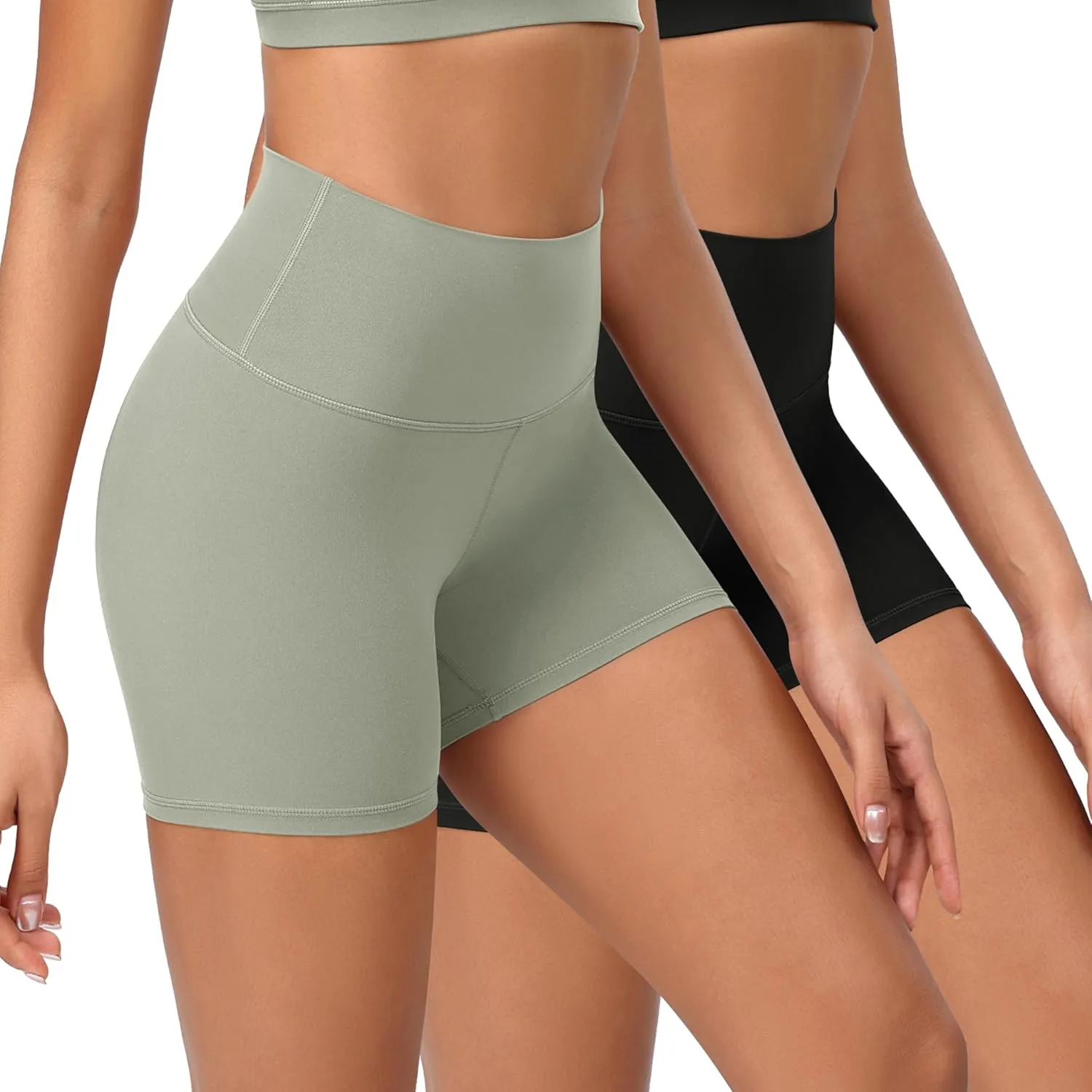 ODODOS 2-Pack Lounge Yoga Shorts for Women- 4" / 6" / 8" /10" High Waist Buttery Soft Biker Shorts