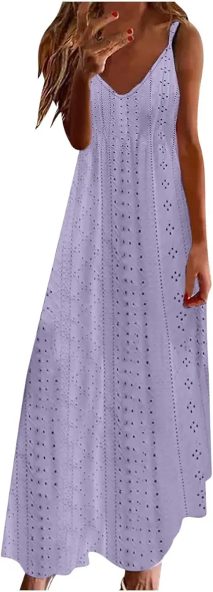 Orders My Placed Recently by Me Sales Clearance Today Deals Prime Maxi Dress for Women Sleeveless Casual V Neck Ruffle Dresses 2024 Lightweight Floral Boho Dress Summer Dress Purple,XL