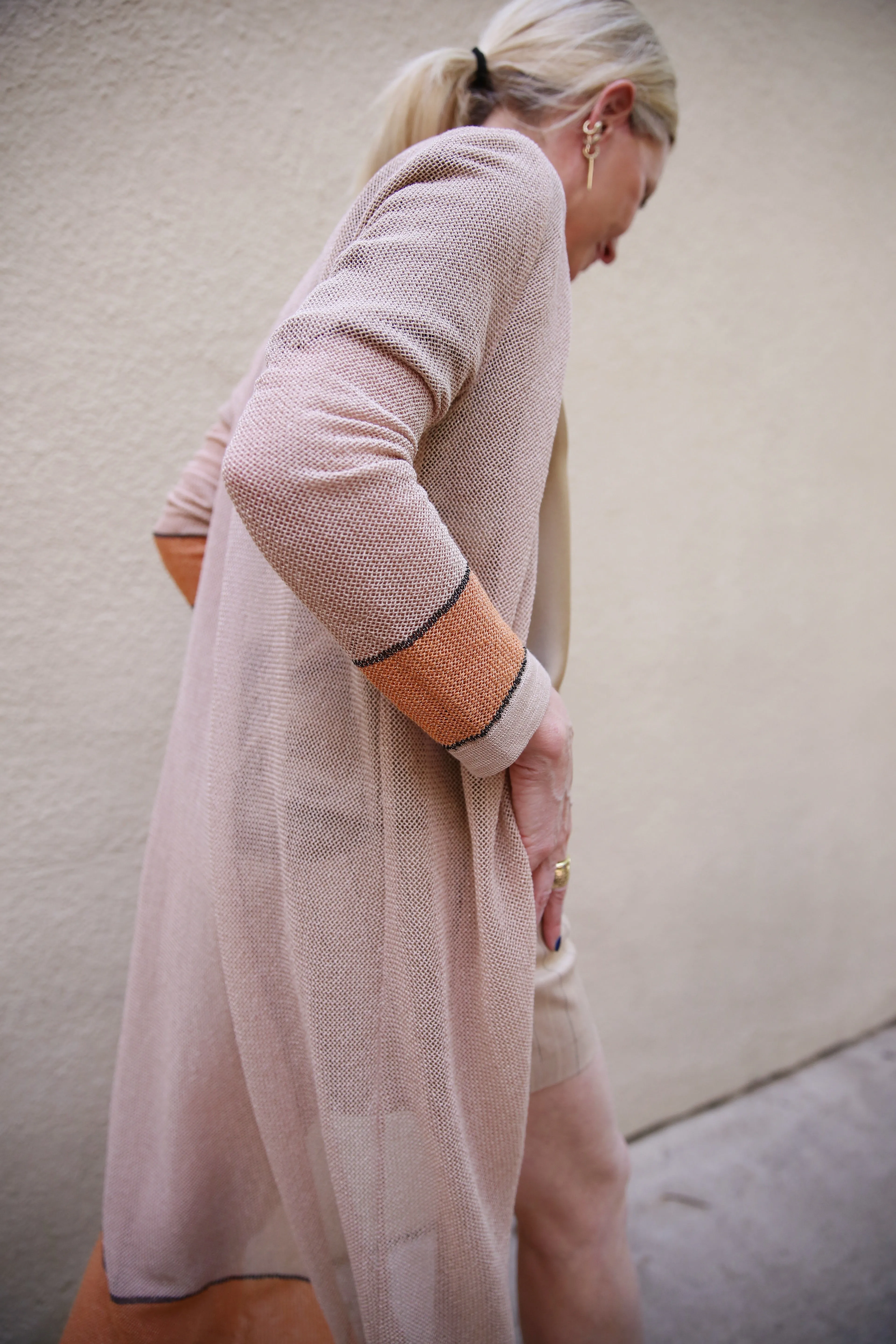Ourika Gardens Long Cardigan Knitted in Germany Deep Sand