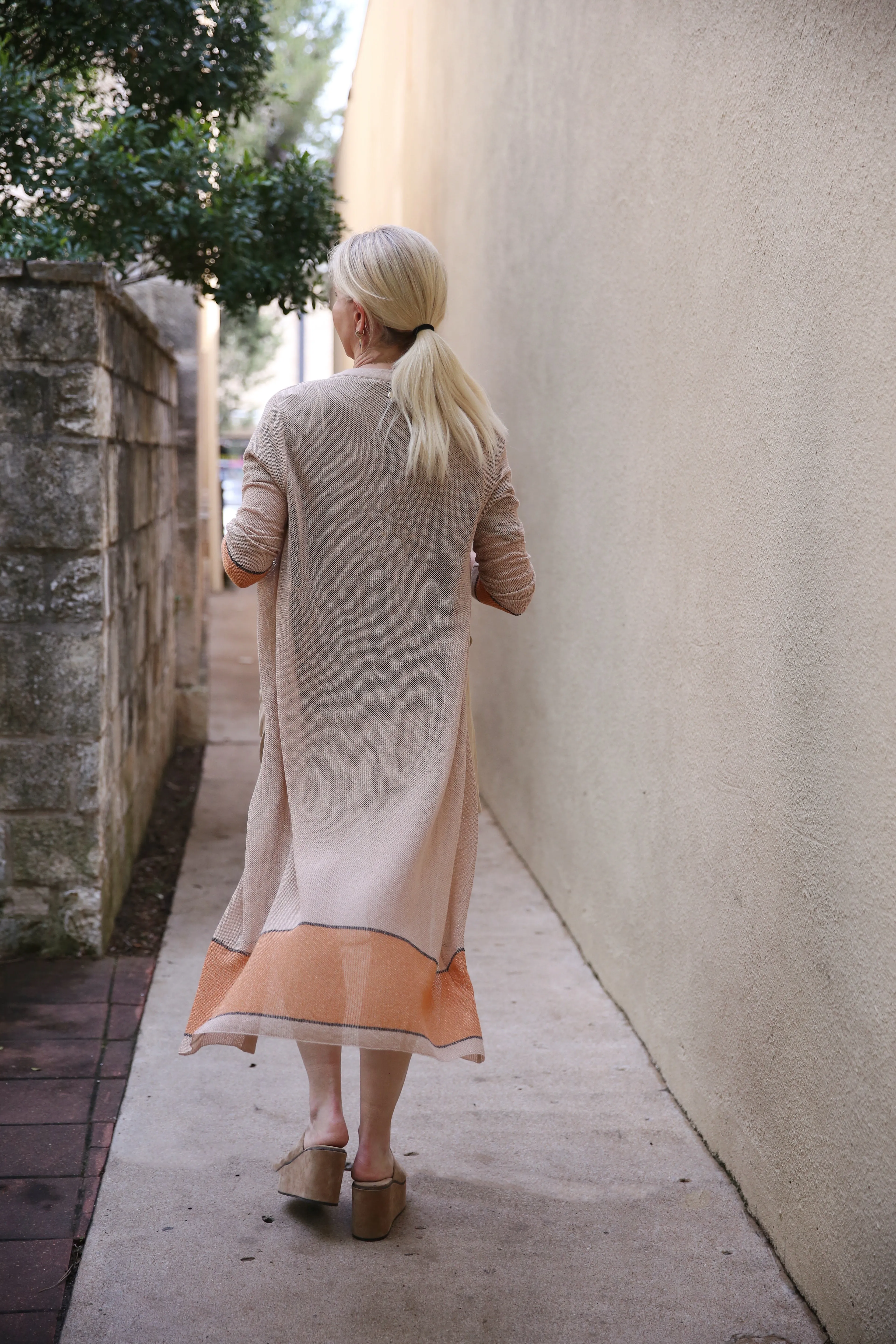 Ourika Gardens Long Cardigan Knitted in Germany Deep Sand