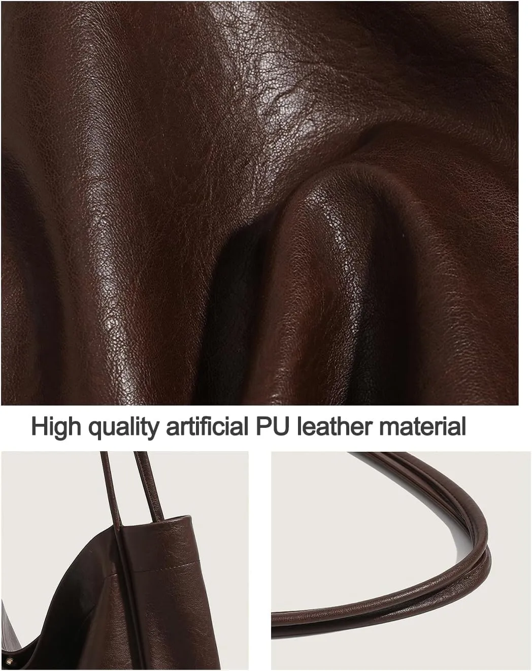 Oversize Vegan Leather Tote Purse, Women's Soft Casual Slouchy Shoulder Bag, Women Weekender Travel Purse