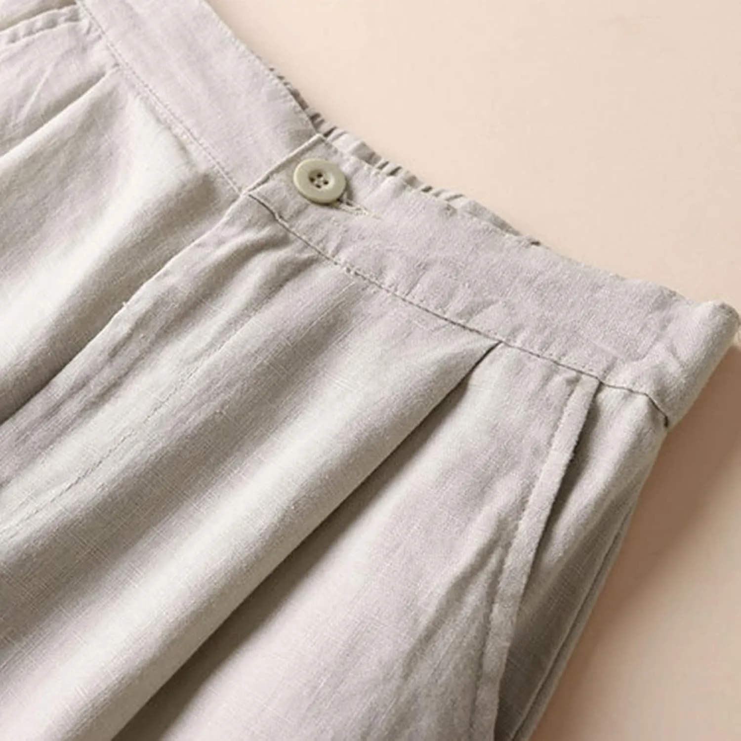 Palazzo Pants for Women Lightweight Wide Leg Linen Pants Elastic Waist Boho Beach Trousers Summer Outfit with Pocekts
