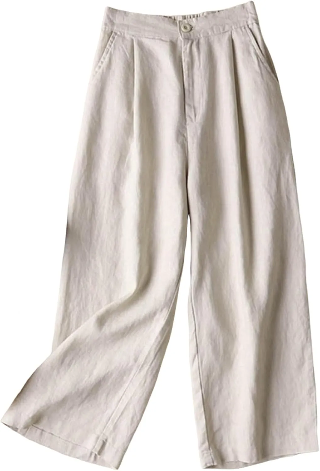 Palazzo Pants for Women Lightweight Wide Leg Linen Pants Elastic Waist Boho Beach Trousers Summer Outfit with Pocekts