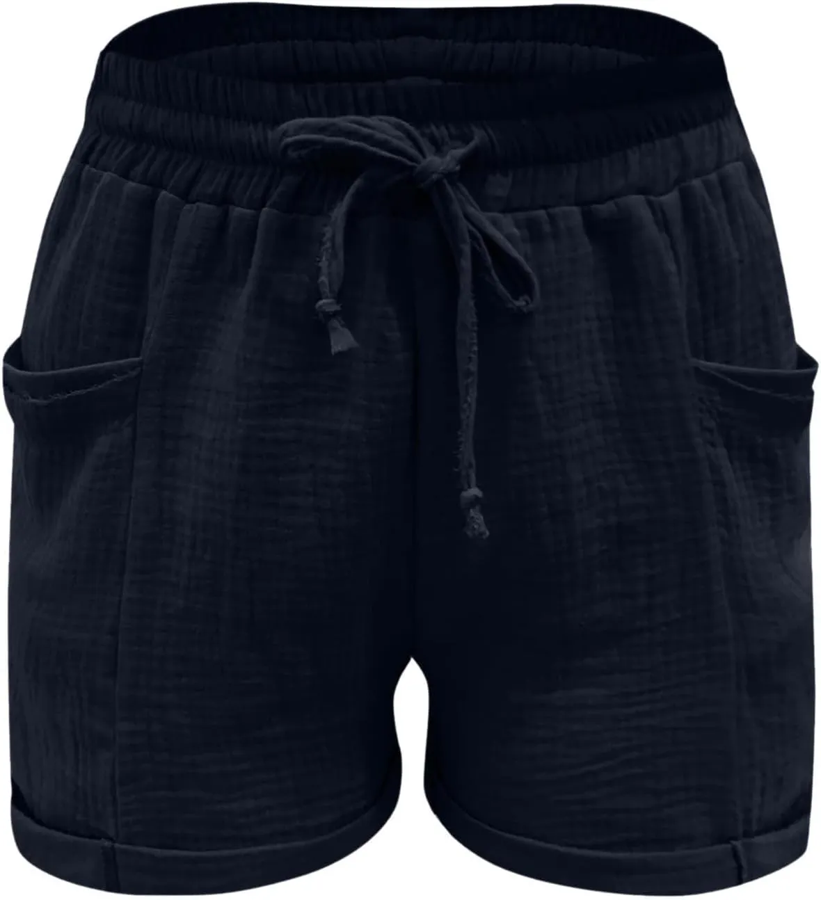 Pants for Women Lounge Elastic Waist Solid Color Pants Fashion Loose Drawstring Wide Leg Shorts with Pockets
