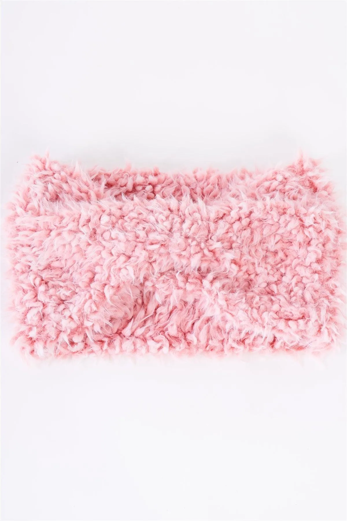 Pink Fluffy Faux Fur Infinity Winter Scarf /3 Pieces