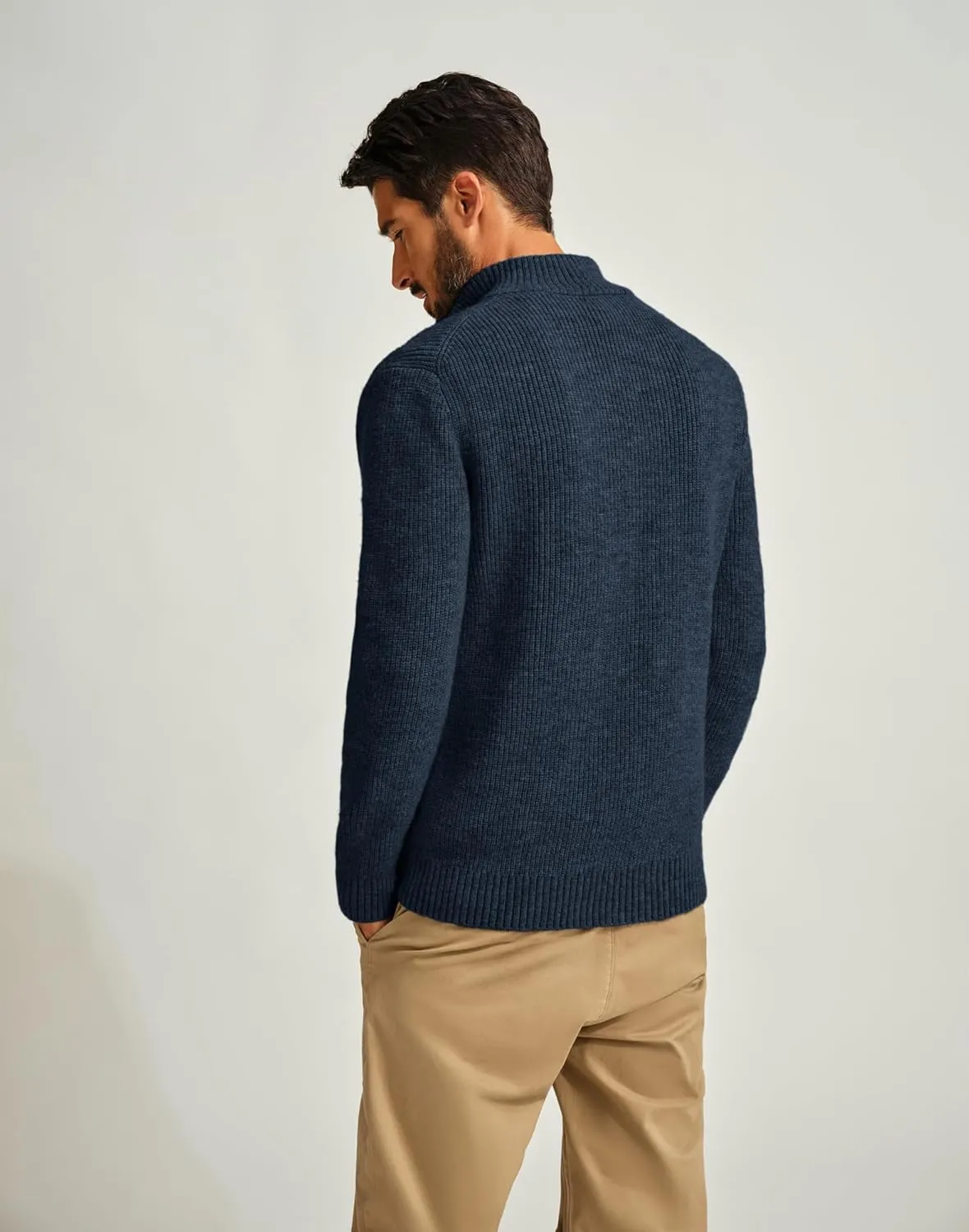 PJ PAUL JONES Mens Full Zip Cardigan Sweater Casual Ribbed Knitted Sweater for Men