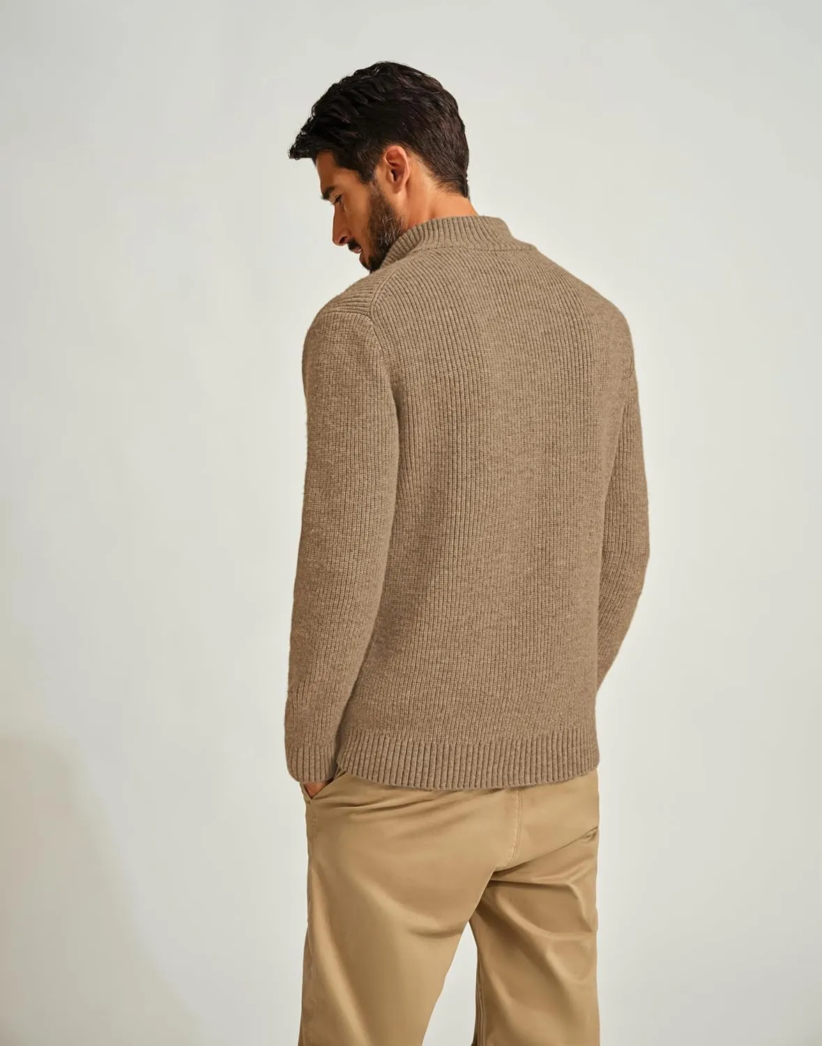 PJ PAUL JONES Mens Full Zip Cardigan Sweater Casual Ribbed Knitted Sweater for Men