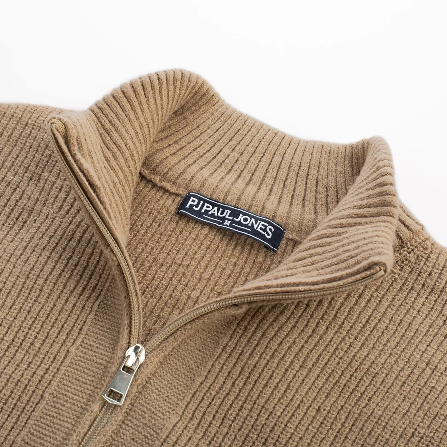 PJ PAUL JONES Mens Full Zip Cardigan Sweater Casual Ribbed Knitted Sweater for Men