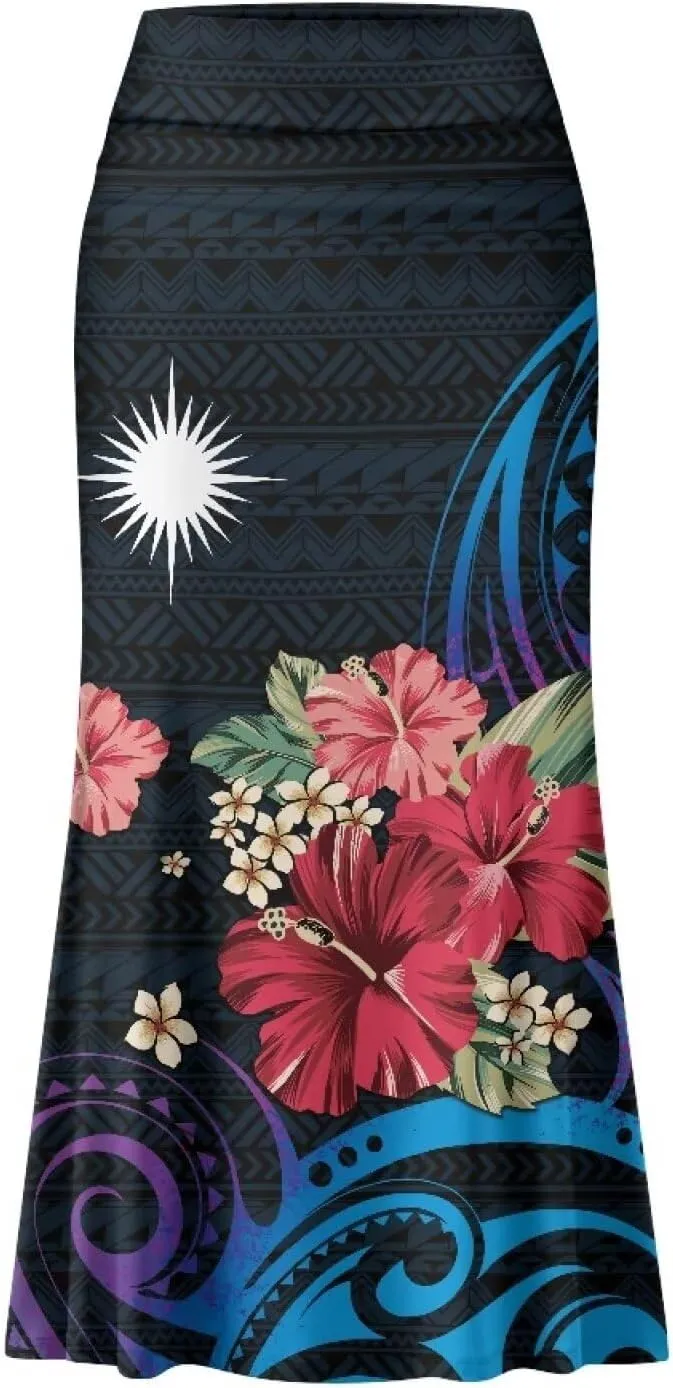 Polynesian Puletasi Samoa Women's Casual High Waist Flare Long Maxi Skirt A-Link Long Maxi Skirt Beach Skirt