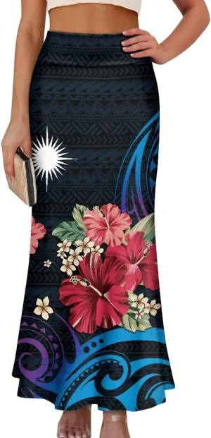 Polynesian Puletasi Samoa Women's Casual High Waist Flare Long Maxi Skirt A-Link Long Maxi Skirt Beach Skirt