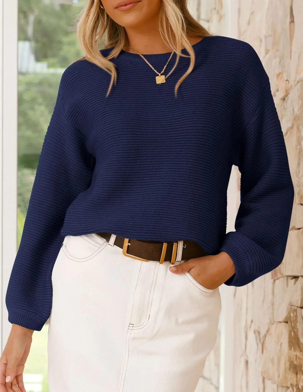 PRETTYGARDEN Womens Fall Sweaters 2025 Casual Loose Crewneck Ribbed Long Sleeve Top Knit Pullover Sweater