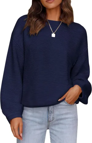 PRETTYGARDEN Womens Fall Sweaters 2025 Casual Loose Crewneck Ribbed Long Sleeve Top Knit Pullover Sweater