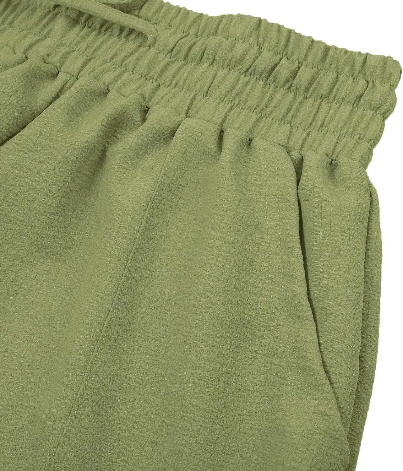 QWENTMTNTY Womens Summer Baggy Pants Cotton Linen Elastic Waisted Wide Leg Pants Pockets Comfy Casual Plus Size Haram Pants