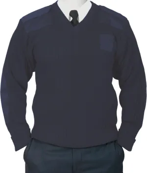RYNO GEAR Commando Sweater - Blue Adult Men's Classic V-Neck Long Sleeve Polyester Blend Pullover Sweater