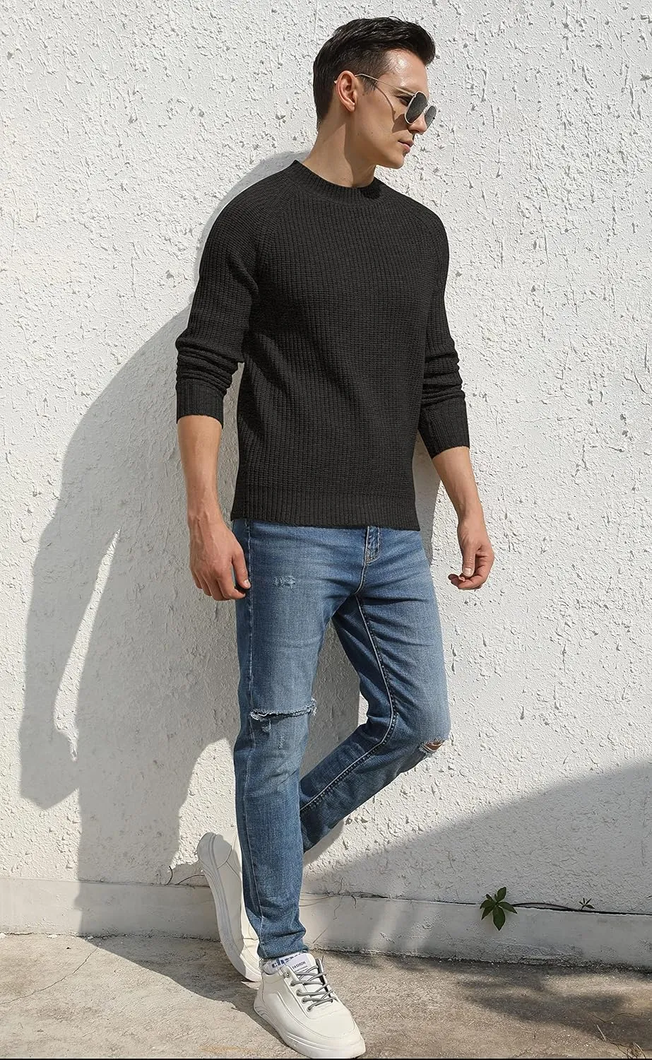 Sailwind Men's Crewneck Casual Sweater Structured Knit Soft Casual Pullover