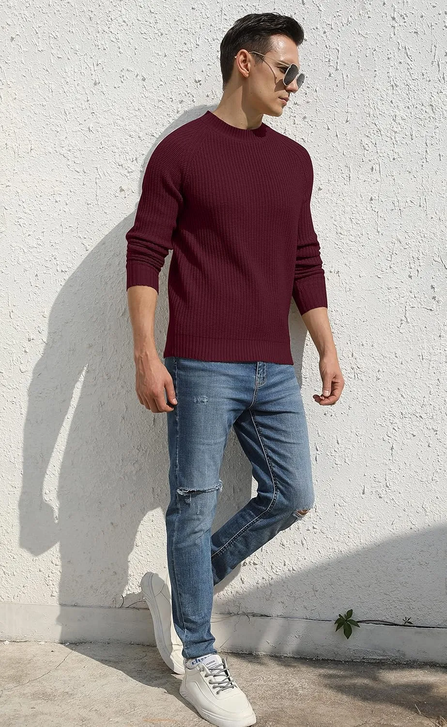 Sailwind Men's Crewneck Casual Sweater Structured Knit Soft Casual Pullover