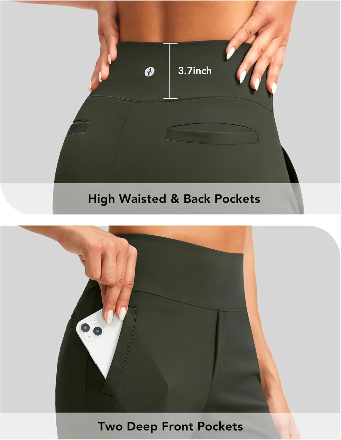SANTINY Women's 9" High Waisted Bermuda Shorts with 4 Pockets Knee Length Long Shorts for Women Workout Athletic Casual