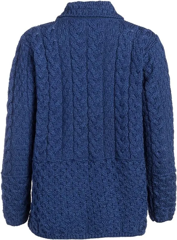 SAOL Ladies Honeycomb Cardigan - 100% Merino Wool Irish Knit with Buttons
