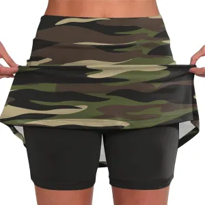 Segaven Skirts for Women Skinny Joggers Printed Running Skirt Tummy Control Workout Skorts Plus Size Athletic Shorts
