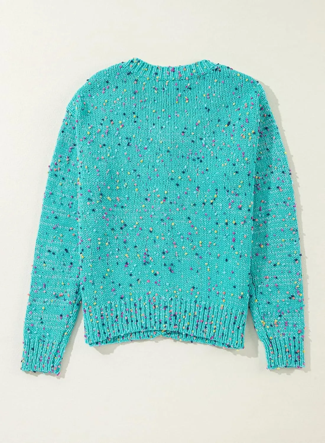SELINK Women's Cardigan Sweater Elegant Rhinestone Decor Multicolor Confetti Sweater Cardigan Solid Long Sleeve Outwear